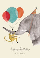 Elephant and Monkey - Tarjeta De Cumpleaños